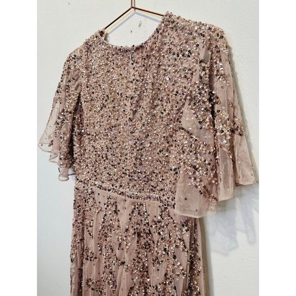 MAC DUGGAL 93681 Vintage Lilac Pink Sequined Butterfly High Low Gown Dress 2 - Picture 12 of 13